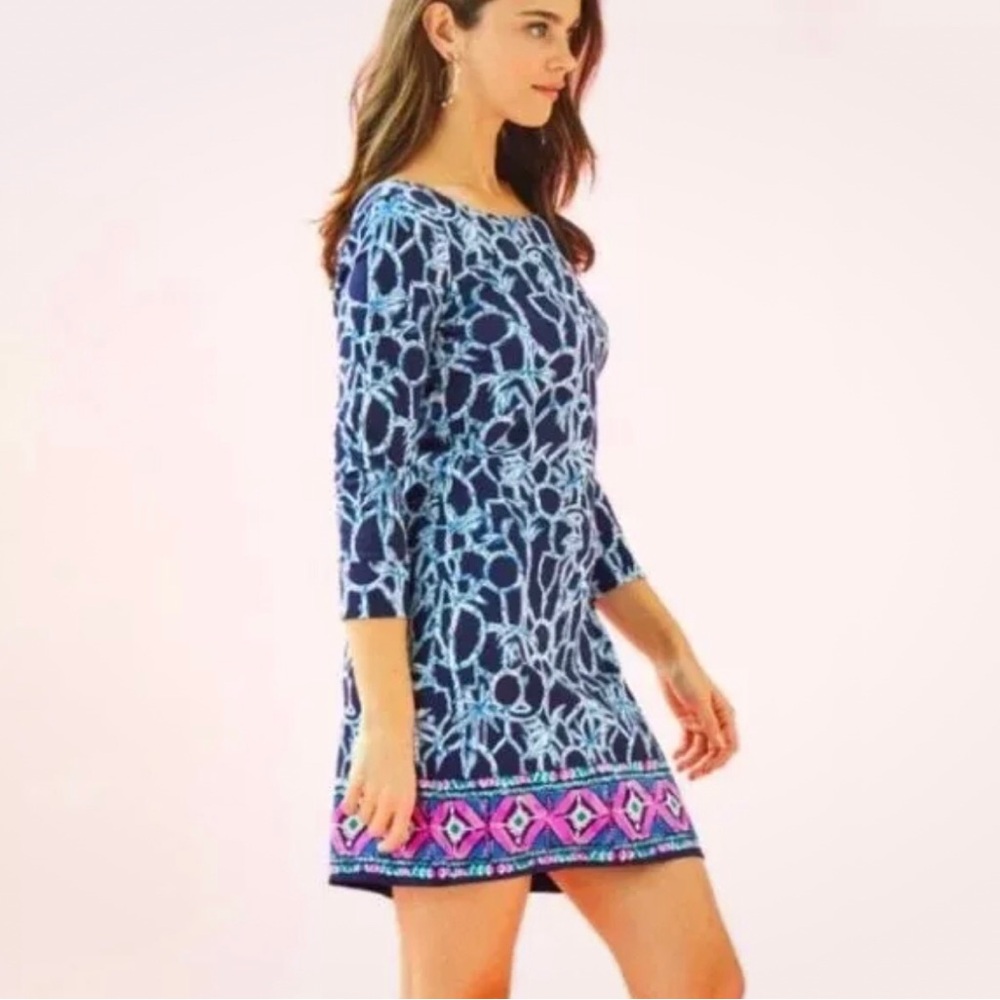Lilly Pulitzer Hollee Dress in High Tide Navy in Lucky Bamboo New Size L